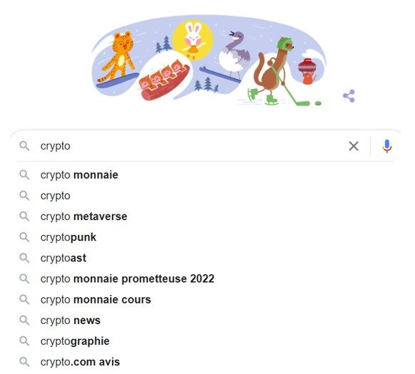 recherche mot cle crypto google