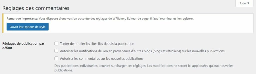 autoriser ou non commentaire wordpress