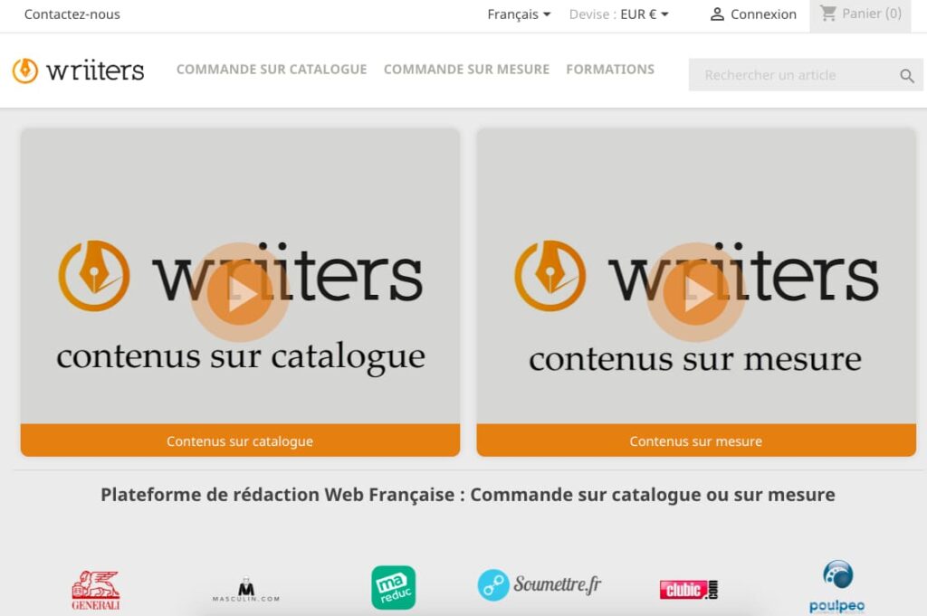 page accueil wriiters