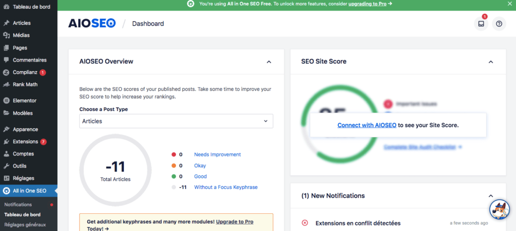 tableau bord all in one seo
