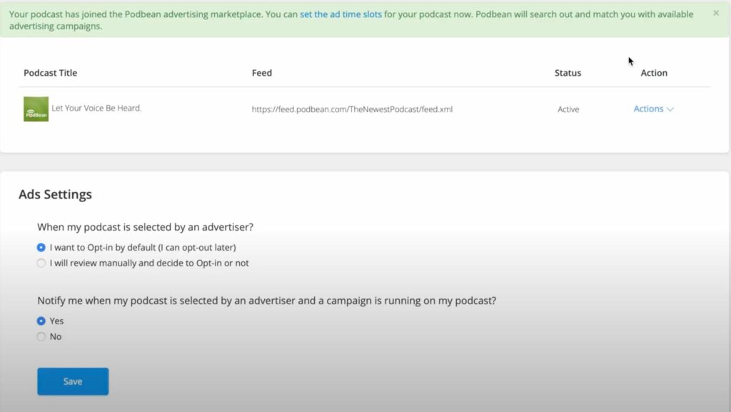 ajout publicites podbean