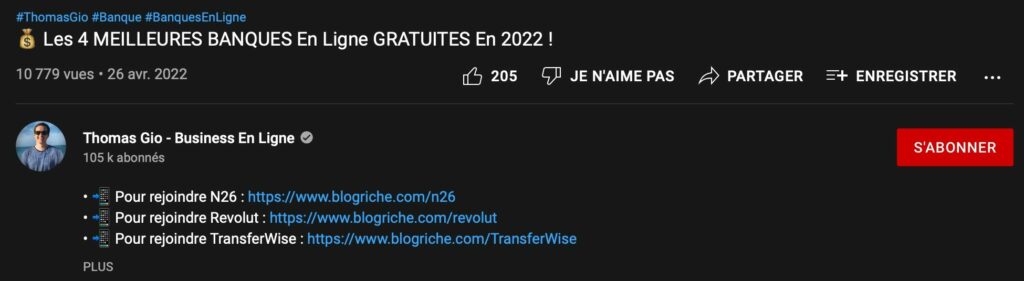 affiliation youtube