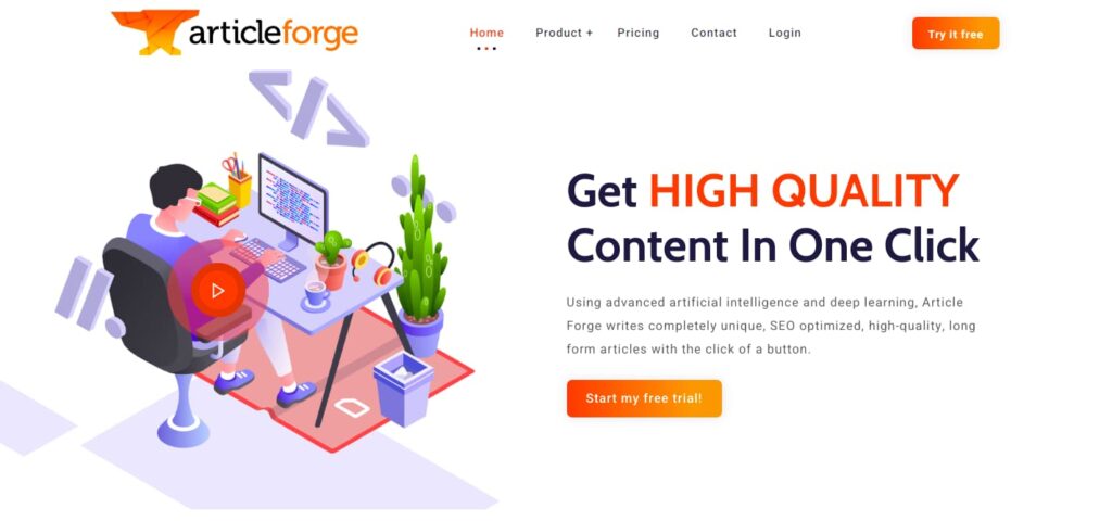 page accueil article forge