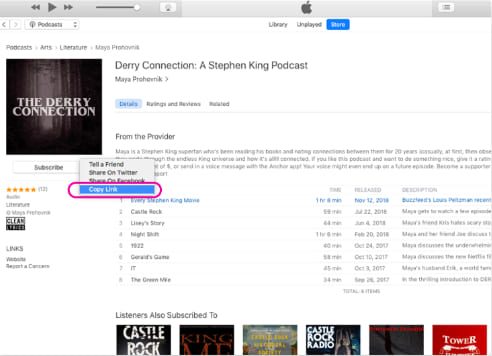 Antara muka podcast Apple