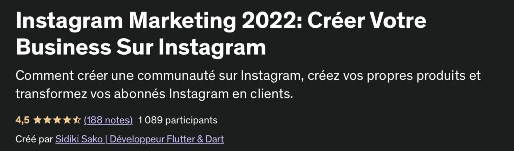 instagram marketing 2022 formation udemy