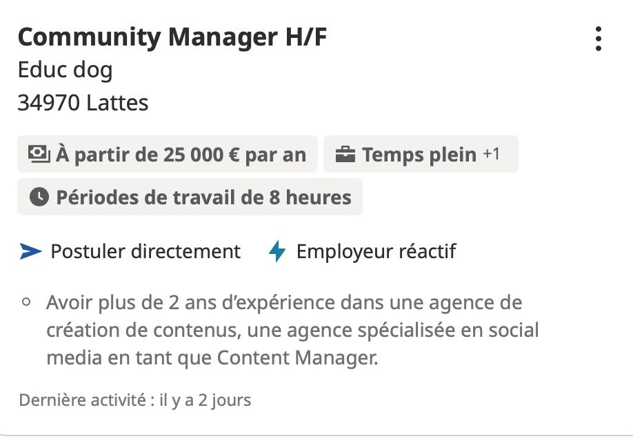 offre emploi community manager