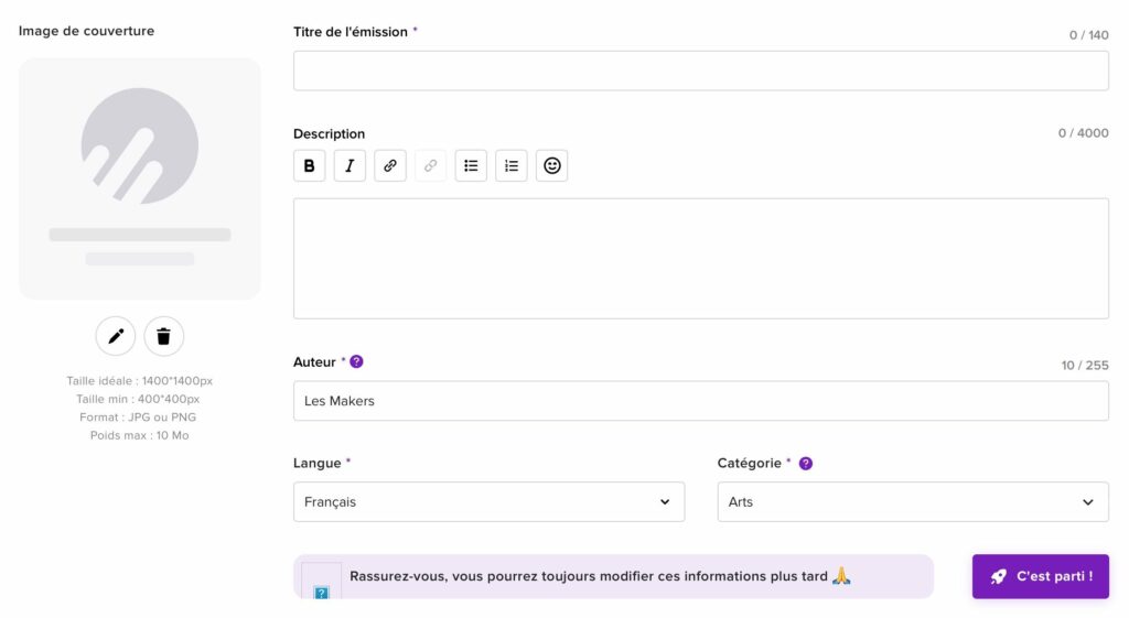creation podcast informations