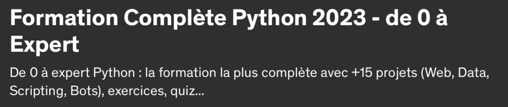 formation complète python 2023