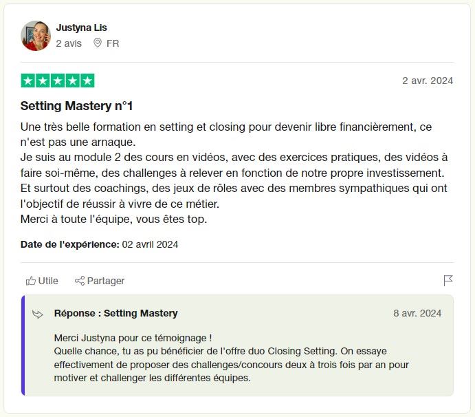 avis 2 trustpilot setting mastery