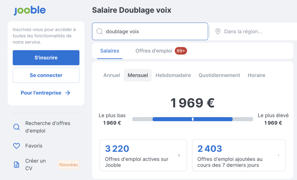 salaire doublage voix