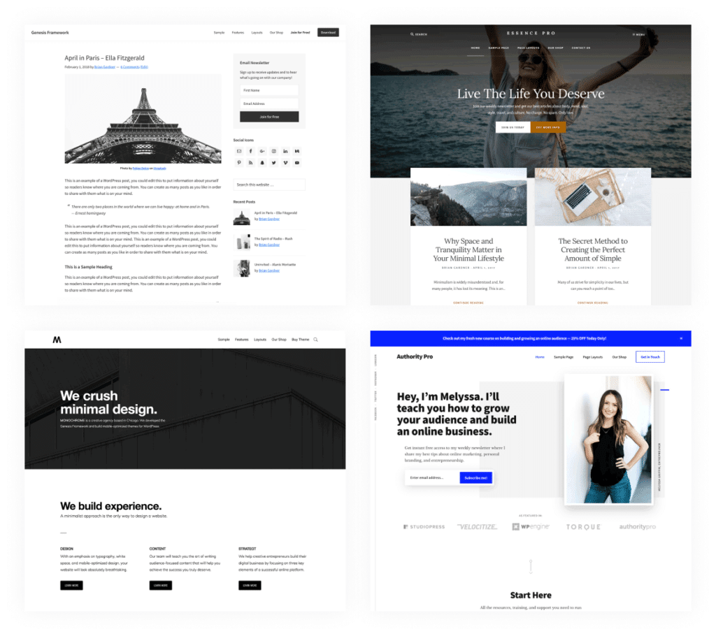 genesis pro exemple site
