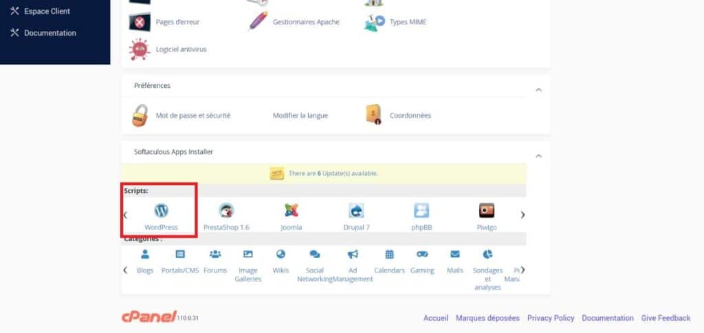 installation wordpress cpanel