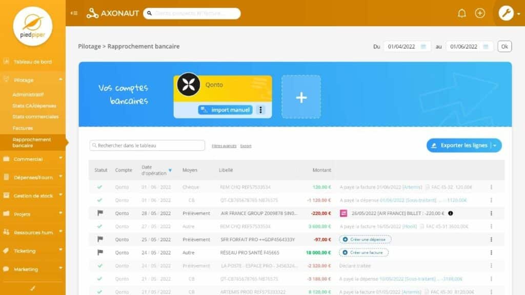 tresorerie comptabilite axonaut